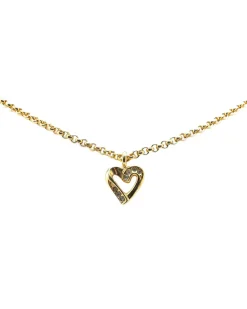 Preloved Gold Plated Rhinestone Pendant Necklace with Enamel Details