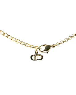 Preloved Gold Plated Rhinestone Pendant Necklace with Enamel Details