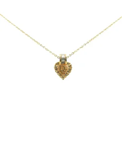 Preloved Gold Plated Rhinestones Padlock Pendant Necklace