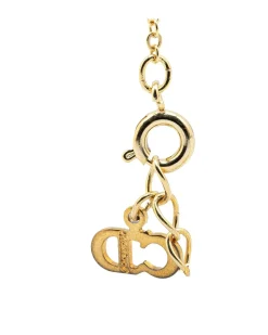 Preloved Gold Plated Rhinestones Padlock Pendant Necklace