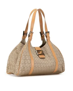 Preloved 2Jours Beige Canvas Shoulder Bag