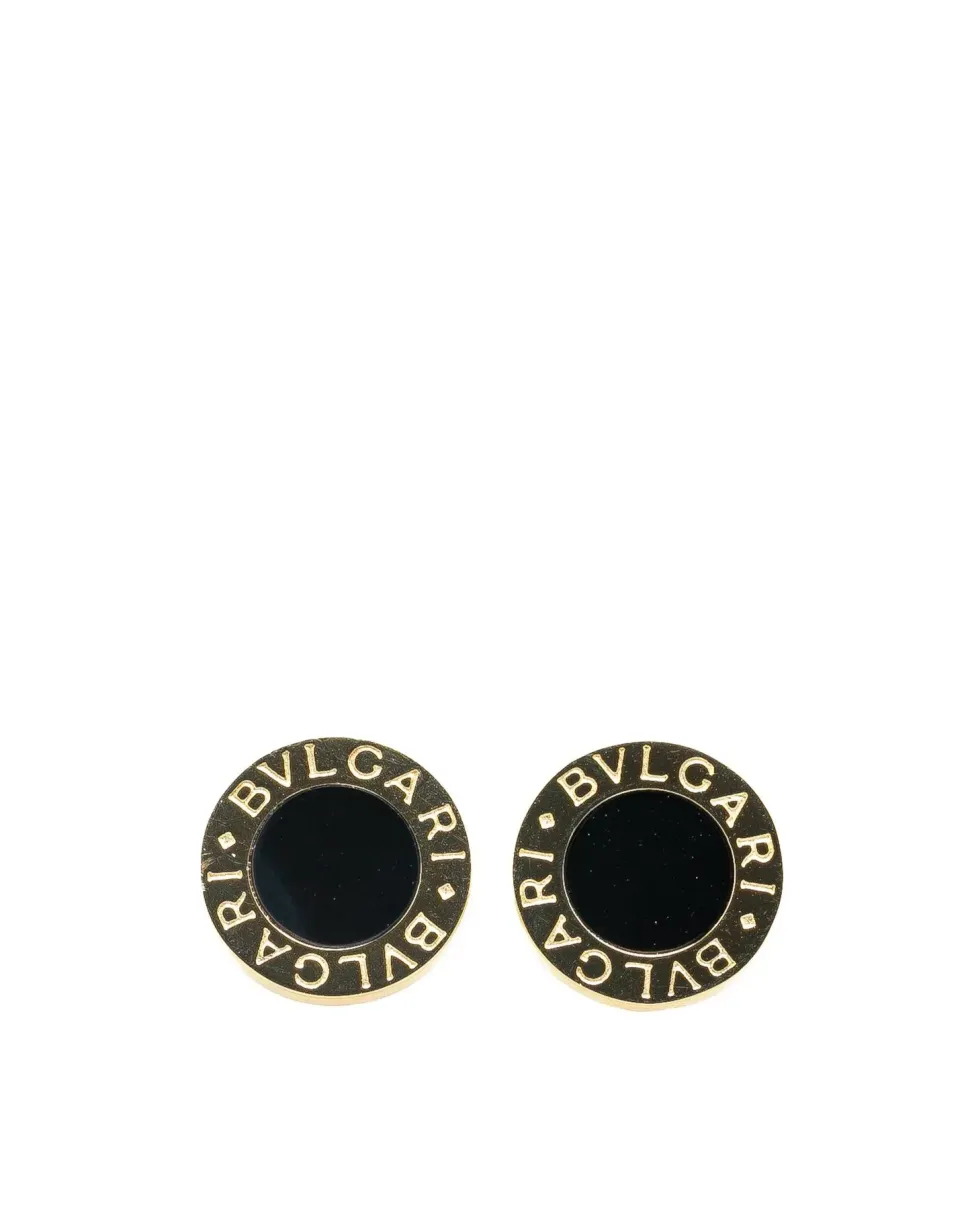 Preloved 18K Gold Onyx Stud Earrings with Push Back Closure