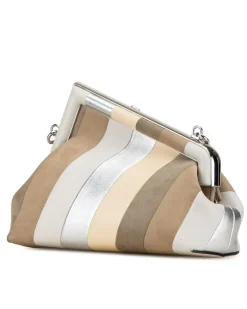 Preloved Lady Silver Metallic Lambskin Leather Shoulder Bag