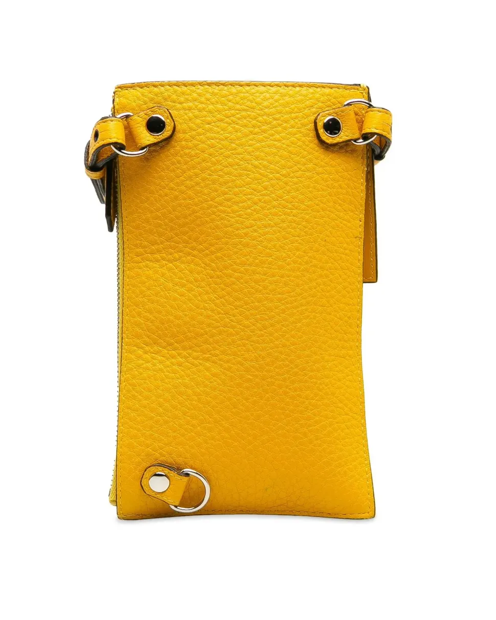 Preloved Leather Baguette Phone Crossbody Bag with Magnetic Snap