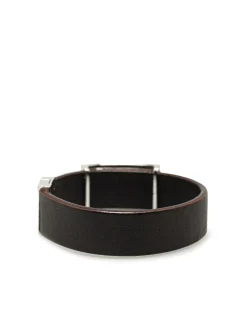 Preloved Leather Bracelet with Silver-Tone Hardware and Push Lock