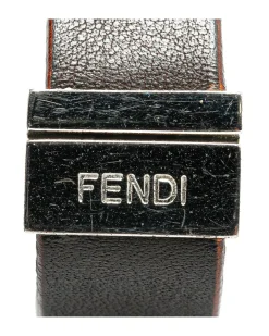 Preloved Leather Bracelet with Silver-Tone Hardware and Push Lock