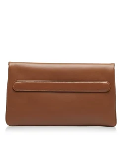 Preloved Leather Handbag with Drawstring Closure and Zip Pocket