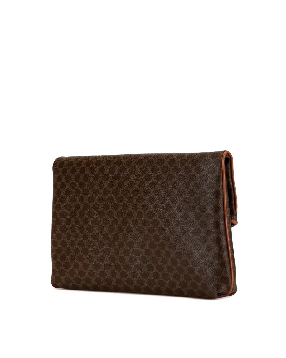 Preloved Logo Mania Leather Clutch with Interior Zip and Slip Pockets