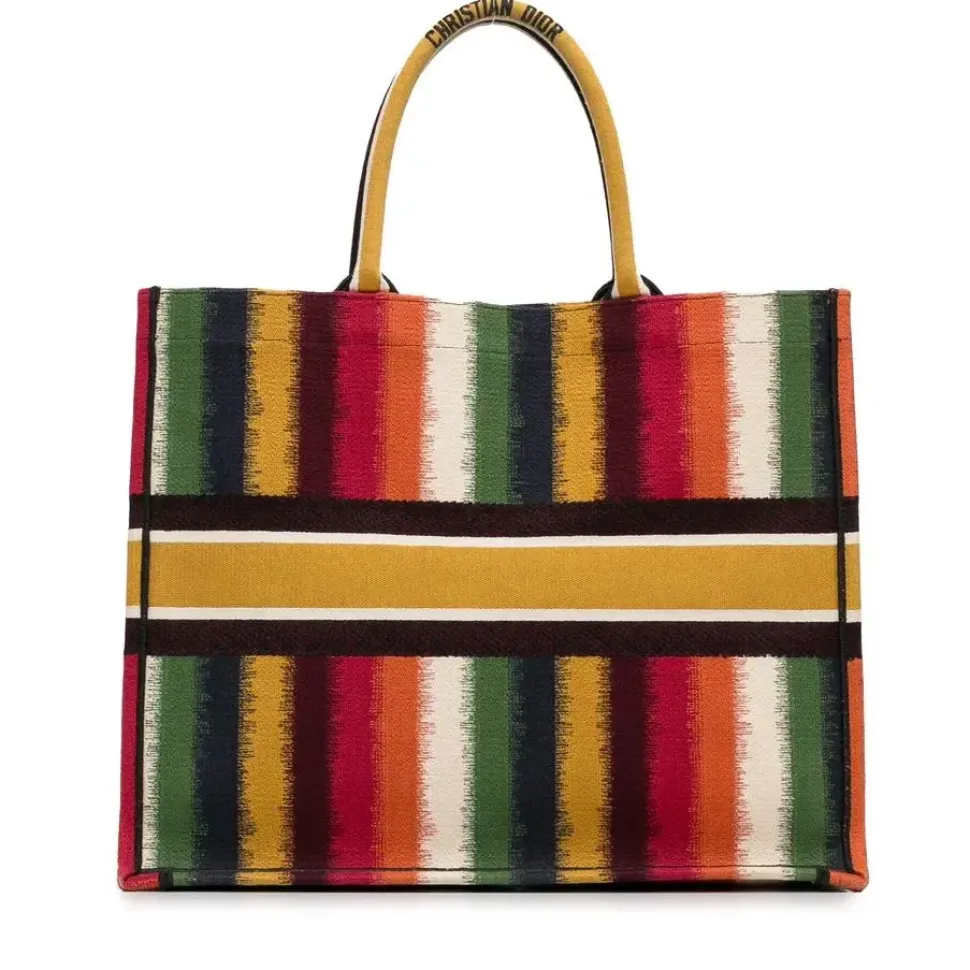 Preloved Medium Cannage Lady D-Lite Canvas Bag with Detachable Strap