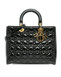Preloved Medium Lambskin Cannage Quilted Leather Bag with Detachable