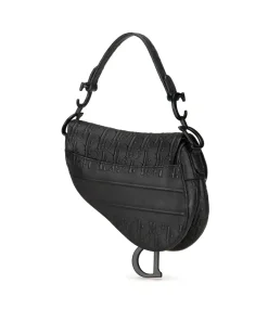 Preloved Medium Leather Saddle Bag with Magnetic Closure