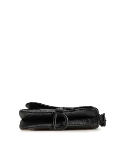 Preloved Medium Leather Saddle Bag with Magnetic Closure