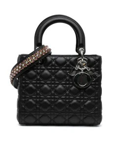 Preloved Medium Patent Cannage Quilted Leather Bag with Detachable