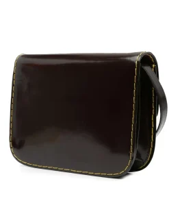 Preloved Medium Patent Leather Handbag with Zip Closure and Interior