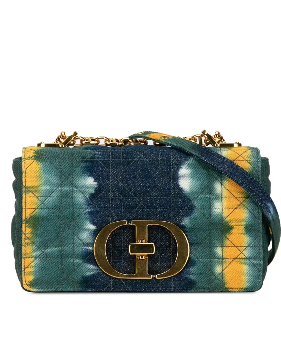 Preloved Medium Tie-Dye Embroidered Canvas Bag with Detachable