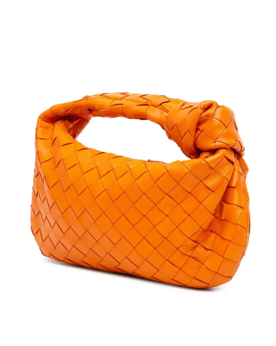Preloved Mini Intrecciato Woven Leather Top Zip Bag