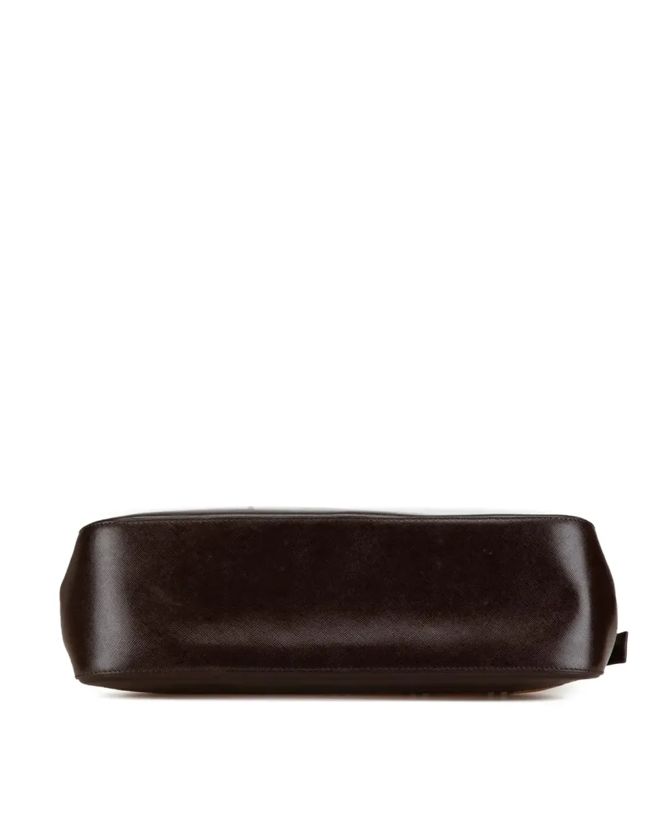 Preloved Mini Leather Saddle Bag with Magnetic Closure and Back Slip