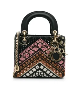 Preloved Mini Quilted Leather Top Handle Bag with Chain Strap