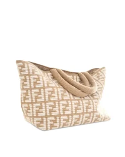 Preloved Mini Raffia Top Handle Bag with Leather Trim