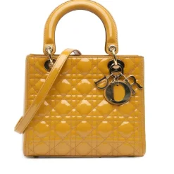 Preloved Mini Woven Leather Bag with Knotted Handle and Top Zip