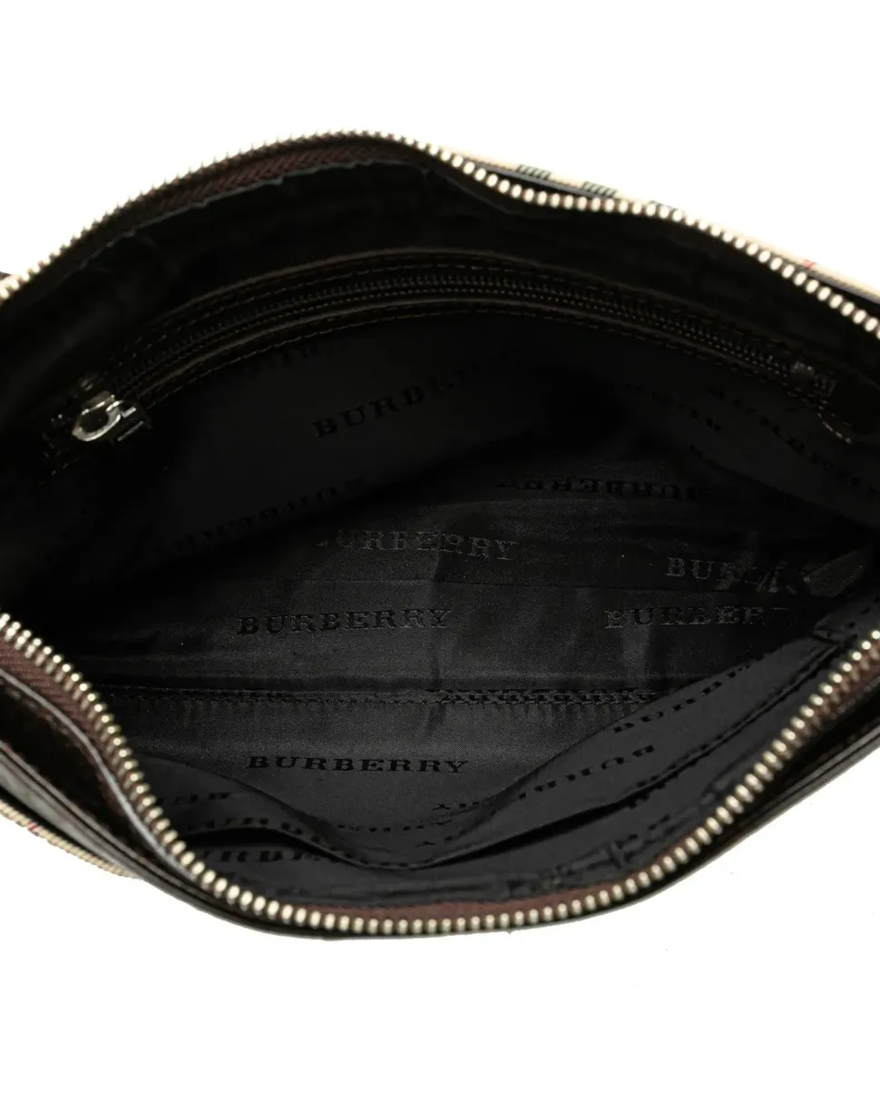 Preloved Nylon Paddy Crossbody Bag with Leather Trim
