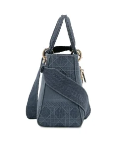 Preloved Quilted Denim Tie-Dye Shoulder Bag with Chain Strap
