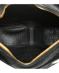 Preloved Shearling Flat Pouch with Leather Wrist Strap and Zip Closure