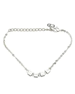 Preloved Silver Plated Charm Bracelet with Logo Cubes