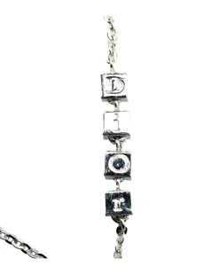Preloved Silver Plated Charm Bracelet with Logo Cubes