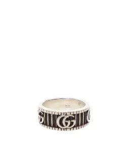 Preloved Silver-Tone GG Logo Ring  Sterling Silver Ring with