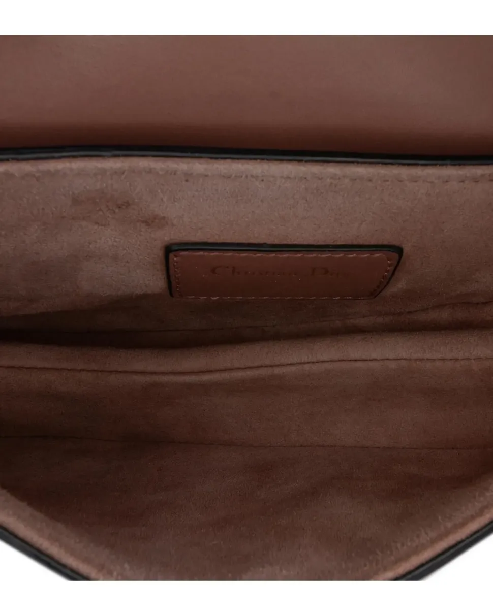 Preloved Small Leather Crossbody Bag with Buckle Closure