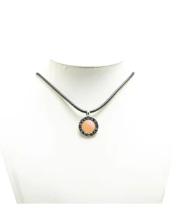 Preloved Stainless Steel Shell Pendant Choker Necklace with Leather