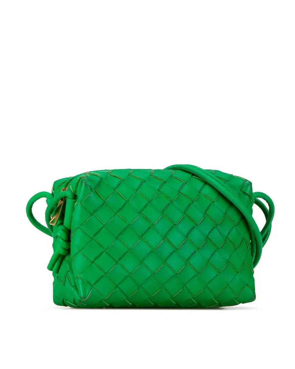 Preloved TB Bag Beige Leather Canvas Crossbody Bag