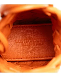 Preloved The Pouch Mini Intrecciato Leather Keychain in Orange