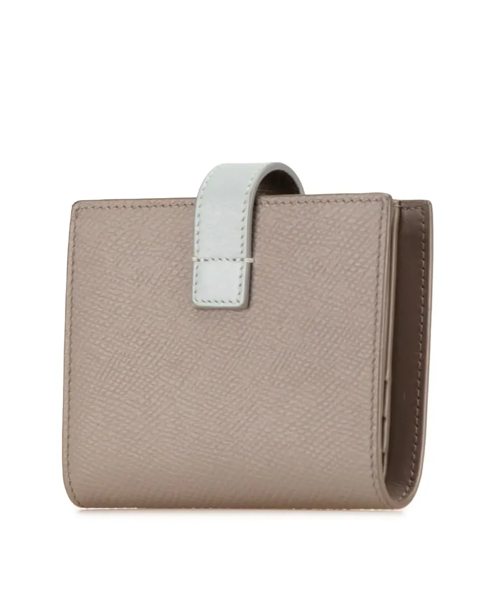 Preloved Woven Leather Card Holder with Zip Closure and Slip Pockets