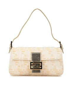 Preloved Woven Leather Shoulder Bag with Chain Strap