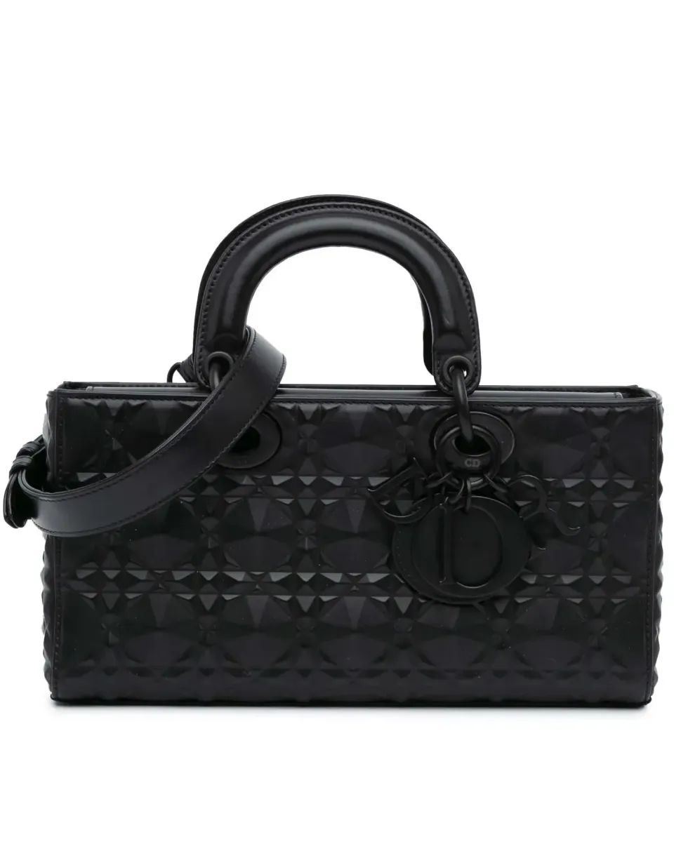 Preloved Zucca Embossed Chain Midi Baguette Shoulder Bag with Interior