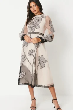 Premium Applique And Embroidered Midi Dress