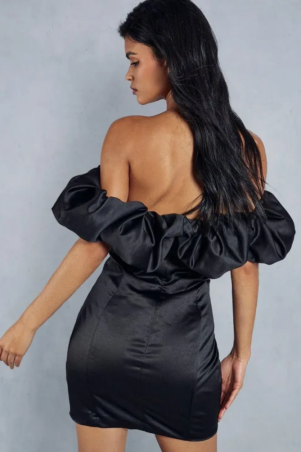 Premium Asymmetric Frill Bodycon Mini Dress