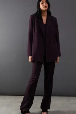 Premium Asymmetric Pinstripe Fitted Waist Blazer
