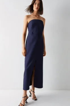 Premium Bandeau Split Front Maxi Dress