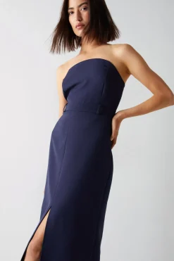 Premium Bandeau Split Front Maxi Dress