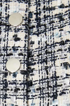Premium Boucle Button Through Collarless Jacket