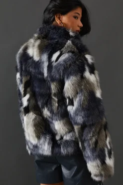 Premium Camouflage Faux Fur Cropped Jacket