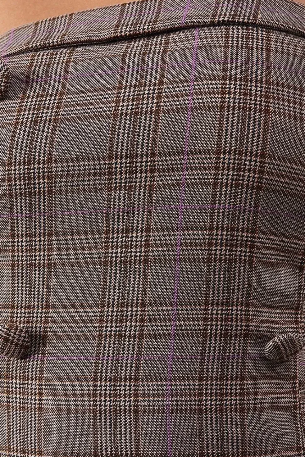 Premium Check Bandeau Double Breasted Midi Dress