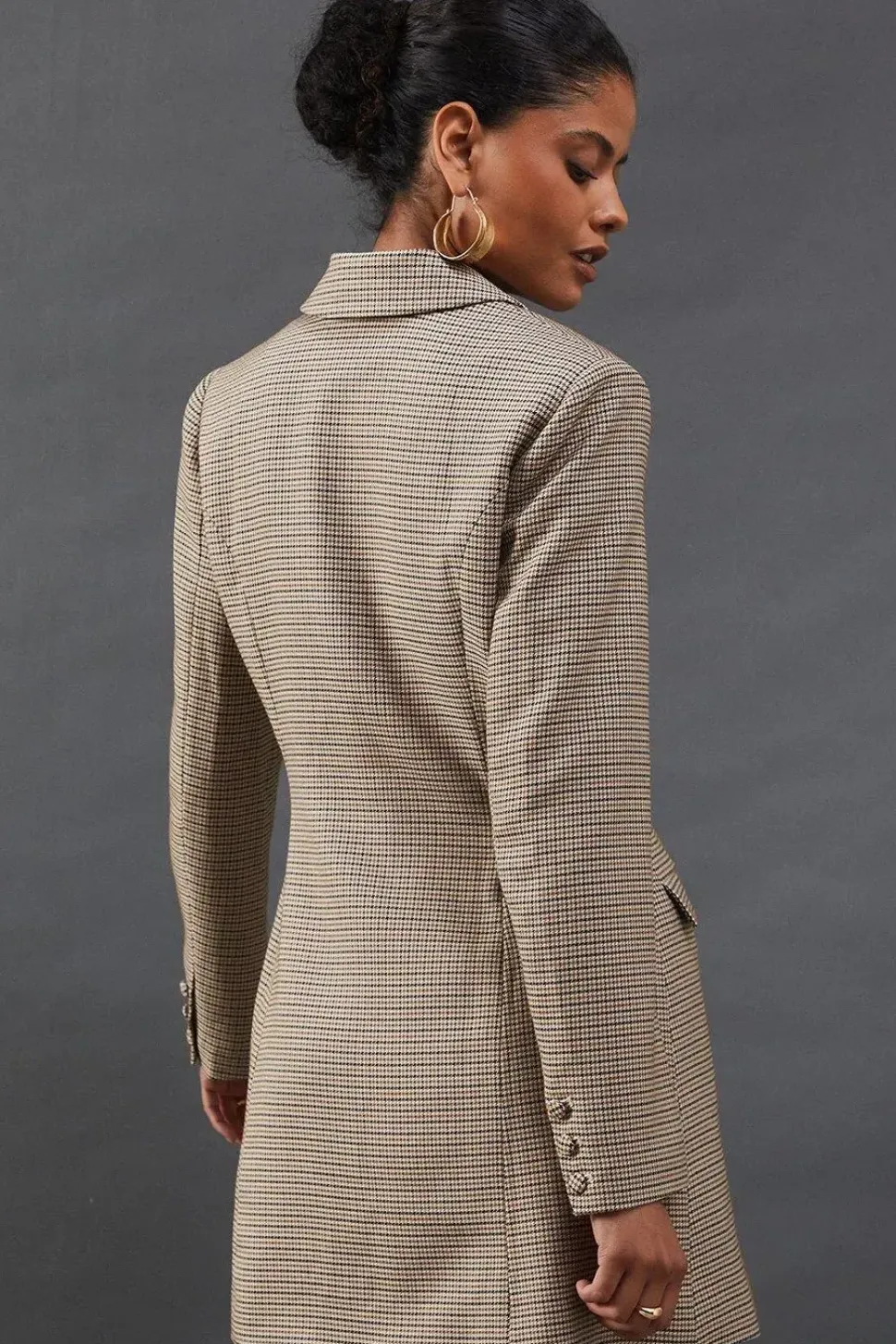 Premium Check Waisted Mini Blazer Dress