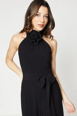 Premium Crepe Belted Corsage Jumpsuit