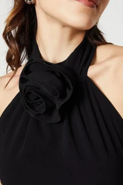 Premium Crepe Belted Corsage Jumpsuit