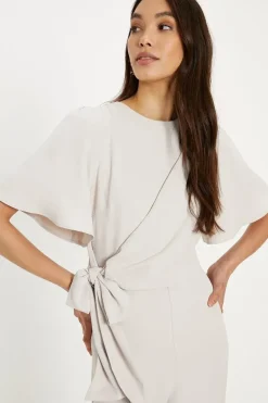 Premium Crepe Drape Tie Front Jumpsuit