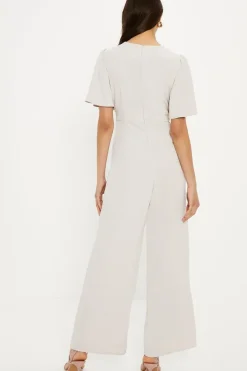 Premium Crepe Drape Tie Front Jumpsuit